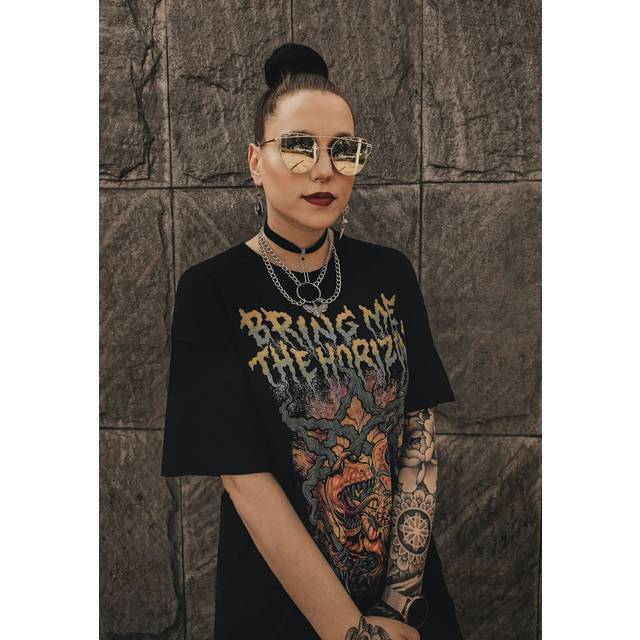 Billede af Bring me the horizon smoking dinosaur official tee t-shirt mens